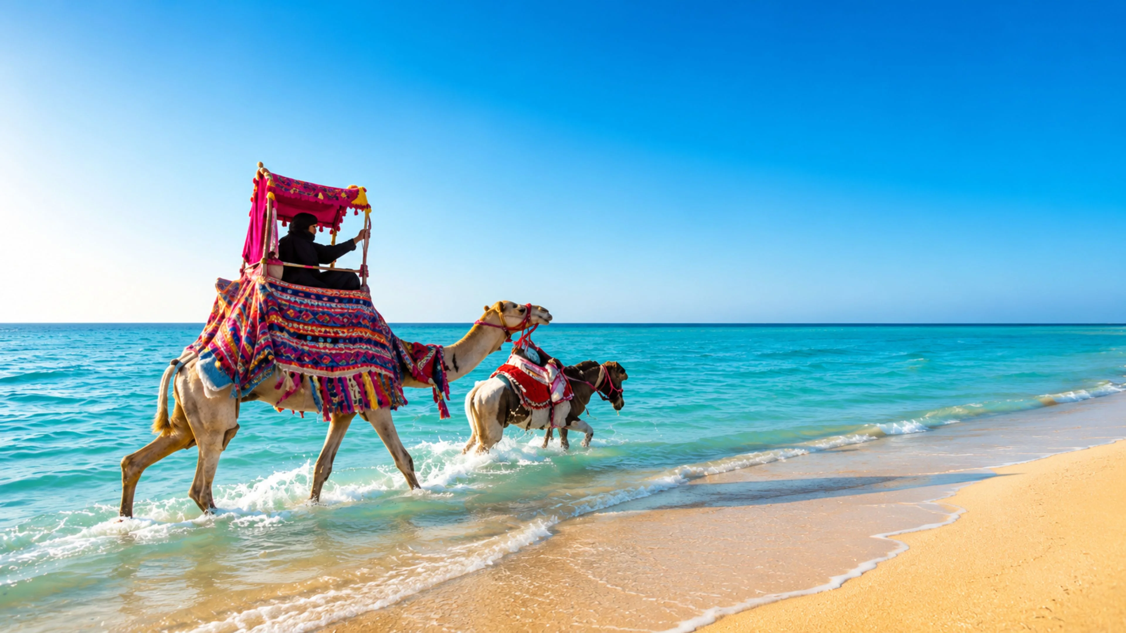 Yanbu Red Sea camel beach hero background