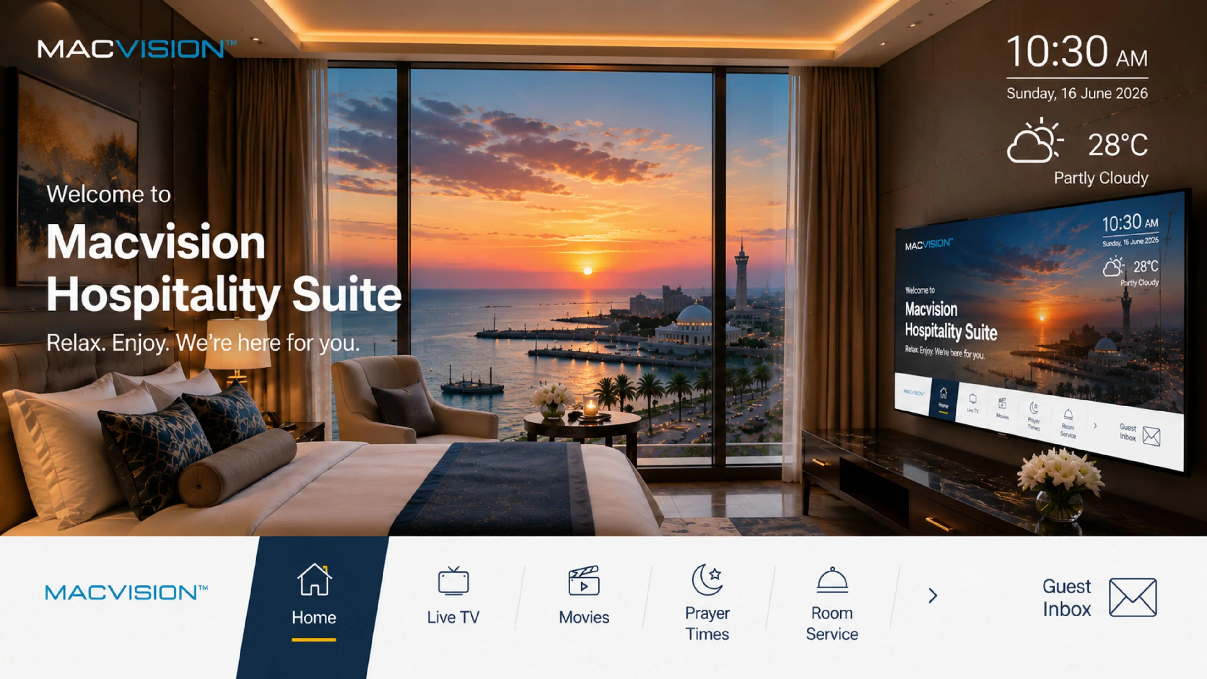 MACVISION IPTV and Smart TV interface for Yanbu hotels and facilities