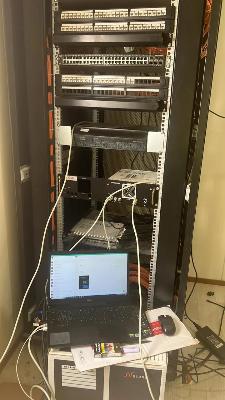 Yanbu hotel, port and staff-housing reference showing iPTV headend and network rack installation for the Aramco JGC labour camp IPTV and Wi-Fi project near Al Kharj, Riyadh Region