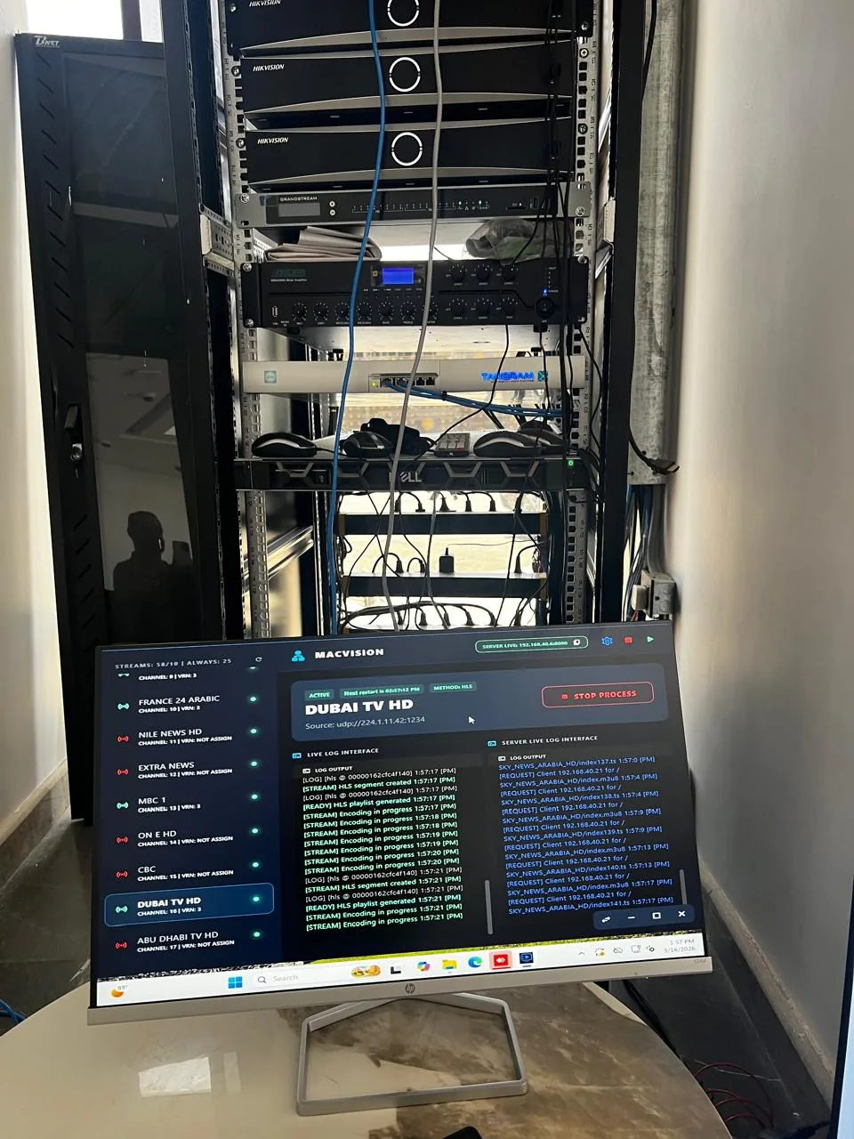Yanbu hotel, port and staff-housing reference showing rack and IPTV Distribution System Configuration - Al Meaqat Plaza Madinah