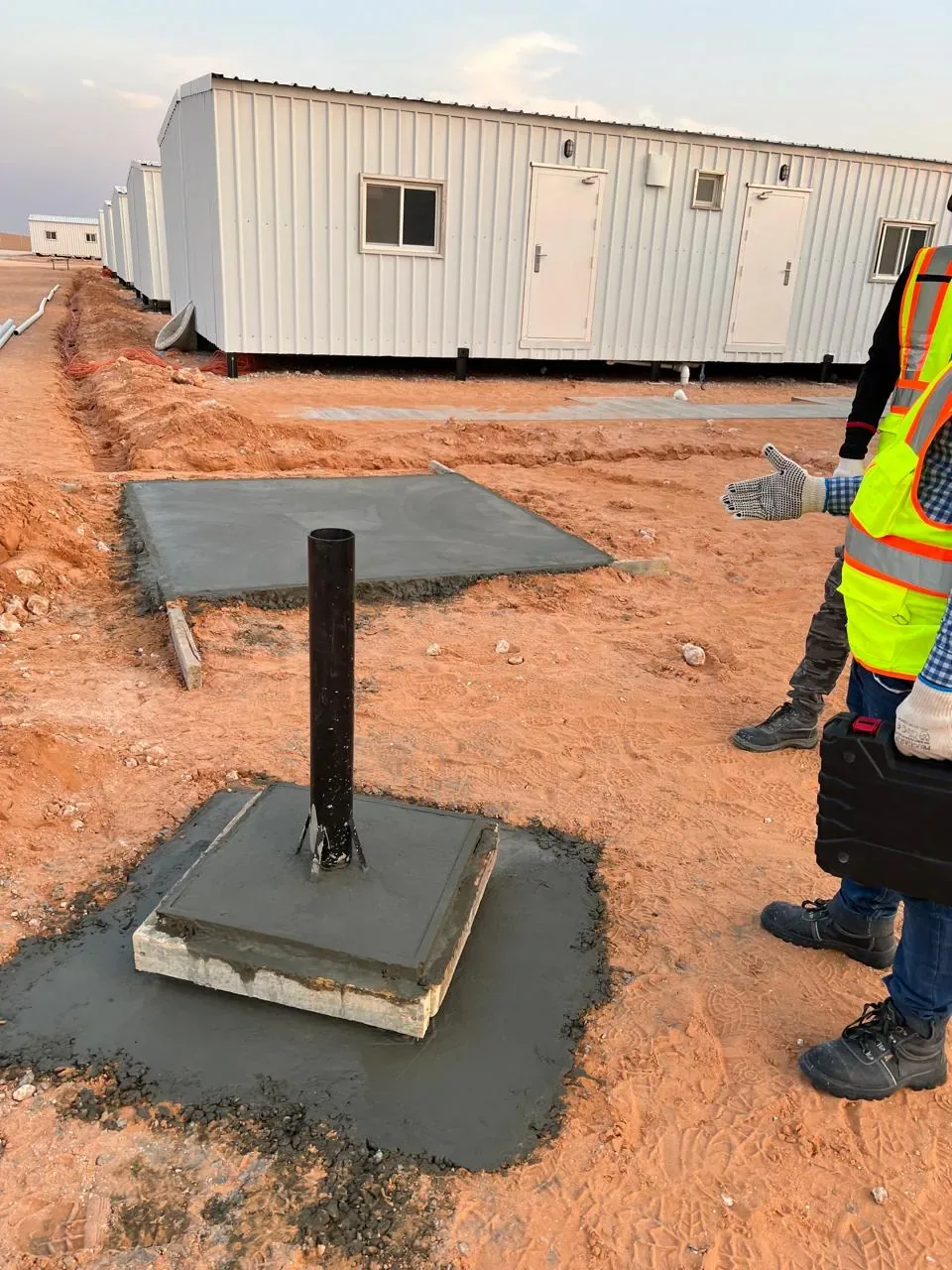 Yanbu hotel, port and staff-housing reference showing satellite system foundation preparation for the Aramco JGC labour camp IPTV and Wi-Fi project near Al Kharj