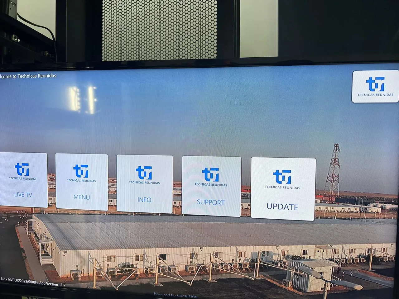 Yanbu hotel, port and staff-housing reference showing tecnicas Reunidas IPTV Welcome Interface - Tecnicas Reunidas Labour Camp